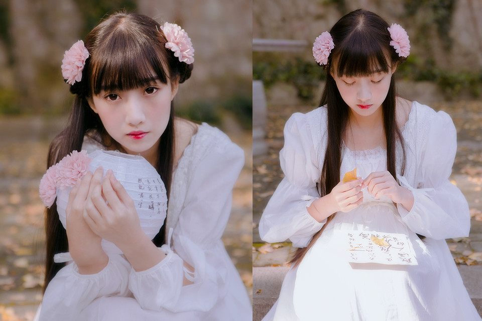 清纯女子户外迷人白裙  第2张